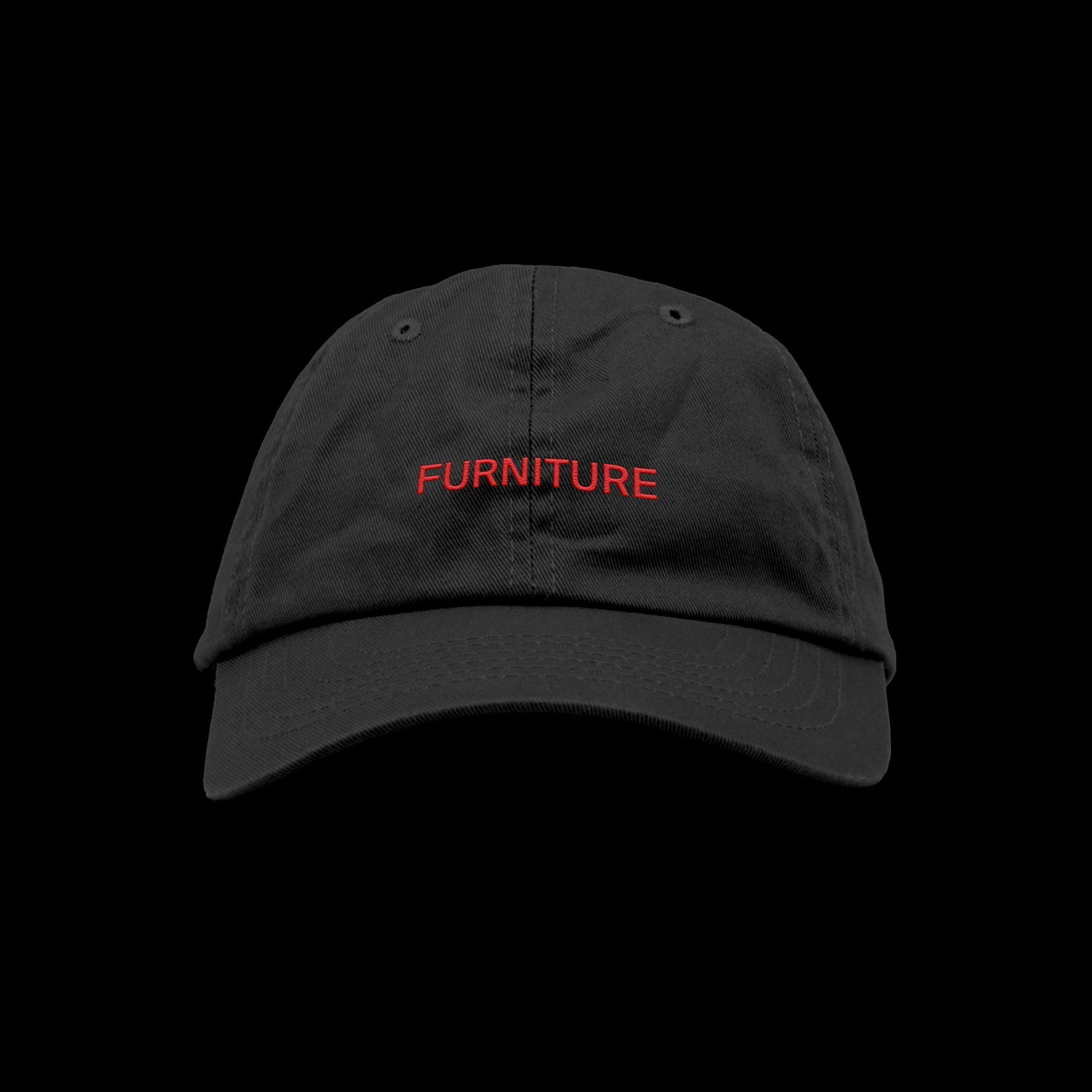 "FURNITURE" HAT - BLACK WITH RED