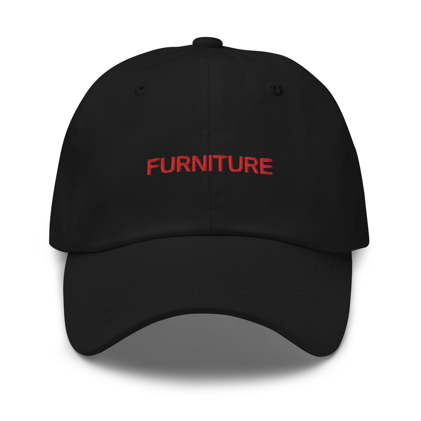 "FURNITURE" HAT - BLACK WITH RED
